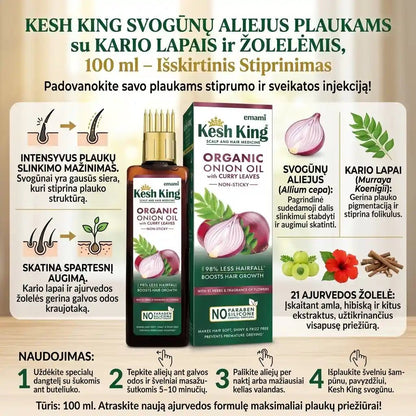 KESH KING svogūnų aliejus plaukams su kario lapais ir žolelėmis, 100 ml-Plaukams-Damų Kampelis