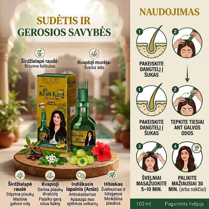 KESH KING žolelių aliejus plaukams, 100 ml.-Plaukams-Damų Kampelis