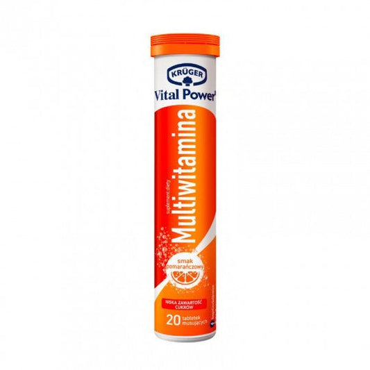 KRUGER Vital Power maisto papildas Multivitaminai, 20 šnypščiųjų tablečių - sveikatai - Damų Kampelis