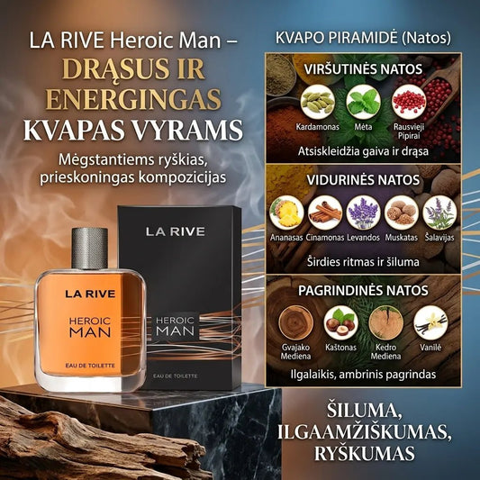 LA RIVE tualetinis vanduo vyrams Heroic Man, 100 ml-kvepalai-Damų Kampelis