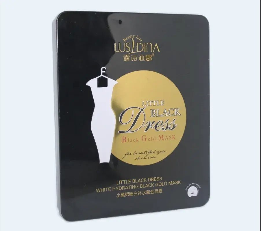LUSIDINA Little Black Dress Black Gold balinamoji-drėkinamoji lakštinė veido kaukė, 6 vnt. x 30 ml-Veidui-Damų Kampelis