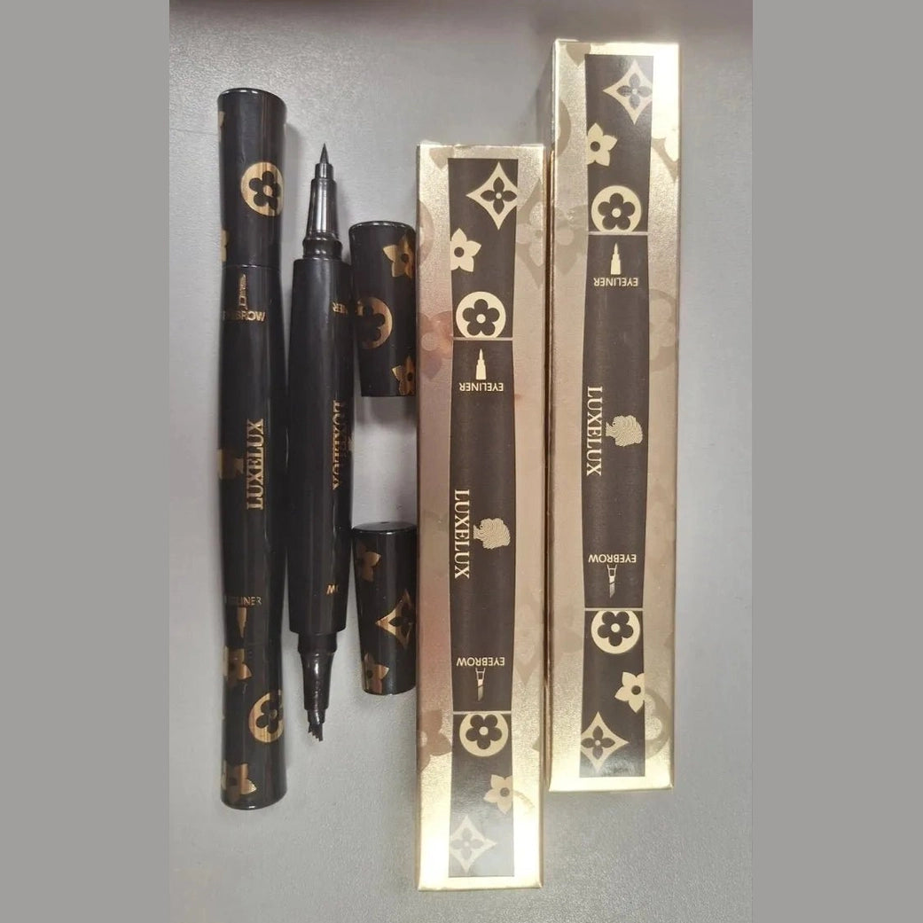 LUXELUX Akių ir antakių pieštukas 2in1. Juodas(akių),rudas(antakių) vandeniui atsparus, 0.5ml - veidui - Damų Kampelis