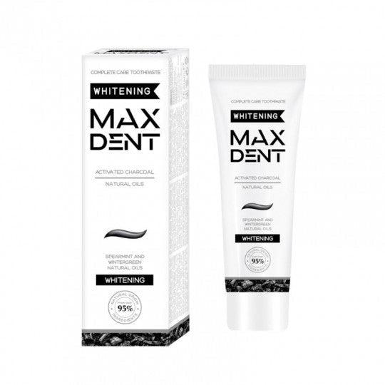 MAXDENT dantų pasta su juodąja anglimi ir aliejais Whitening, 75 ml-Dantų pasta-Damų Kampelis