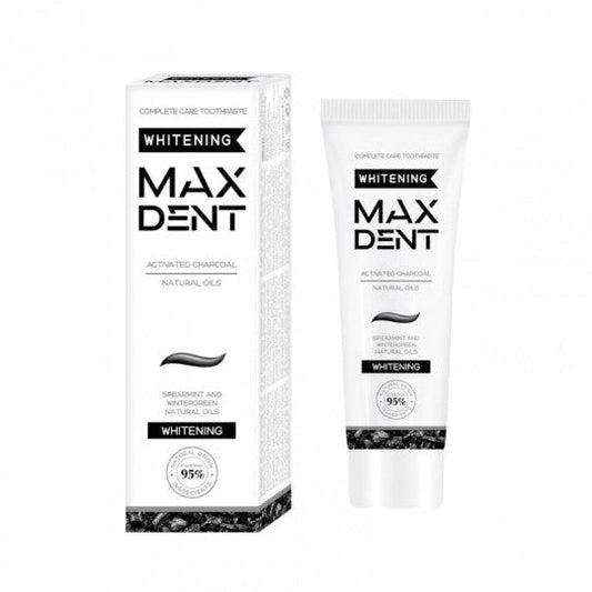 MAXDENT dantų pasta su juodąja anglimi ir aliejais Whitening, 75 ml-Dantų pasta-Damų Kampelis