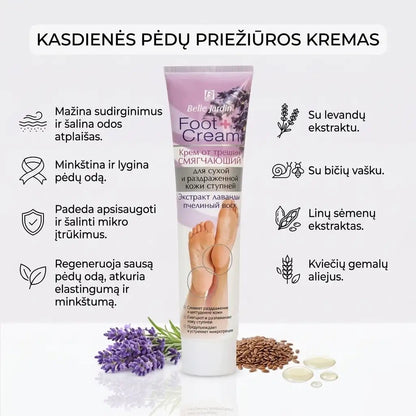 Minkštinamasis pėdų kremas nuo įtrūkimų BELLE JARDIN FOOT CREAM, 125 ml-Kūnui-Damų Kampelis