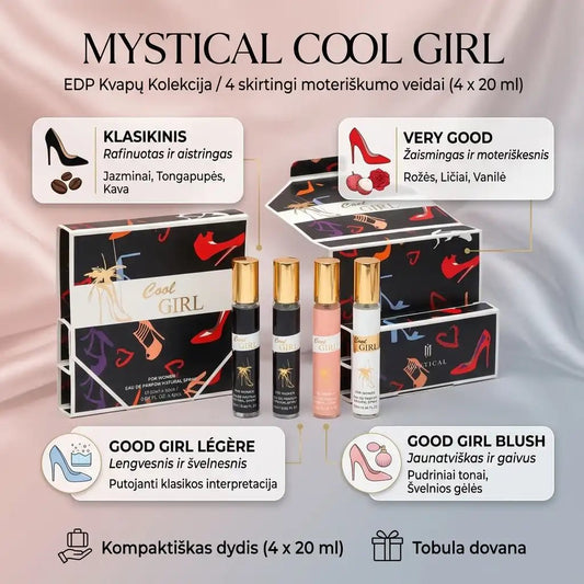 MYSTICAL COOL GIRL moteriškų kvepalų dovanų rinkinys/Carolina Herrera Good Girl imitacija, 4x20ml.-kvepalai-Damų Kampelis