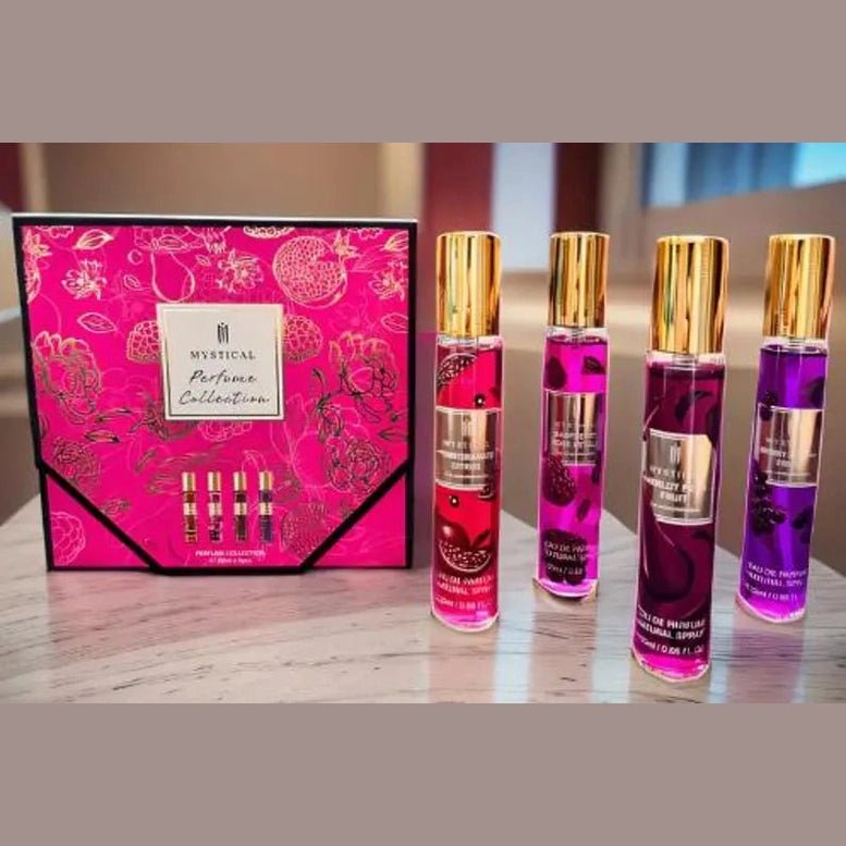 MYSTICAL moteriškų kvepalų dovanų rinkinys, 4x20ml.(vaisių aromatai) - kūnui - Damų Kampelis