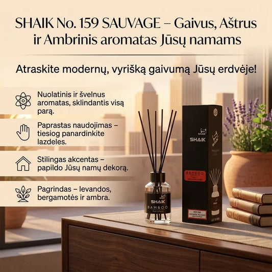 Namų kvapas su lazdelėmis SHAIK 159 SAUVAGE, 115 ml.-Kvapai-Damų Kampelis
