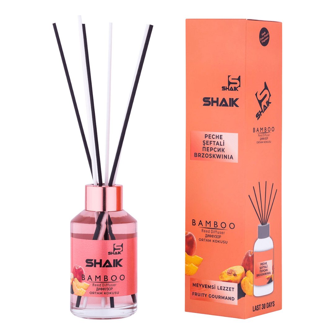 Namų kvapas su lazdelėmis SHAIK BAMBOO PERSIKAS 115 ml.-kvapai-Damų Kampelis