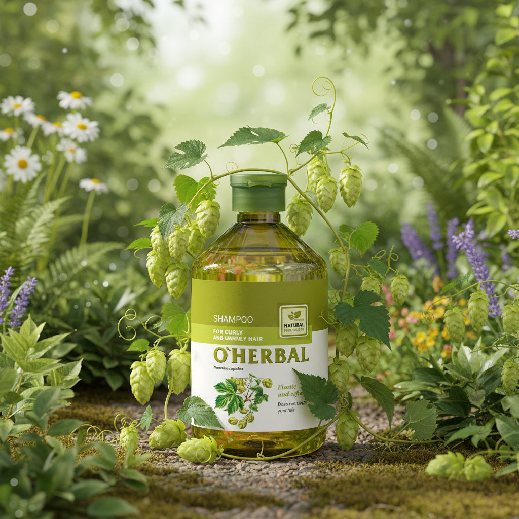 OHERBAL šampūnas garbanotiems ir neklusniems plaukams su apynių ekstraktu, 500 ml - plaukams - Damų Kampelis