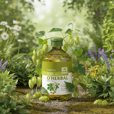 OHERBAL šampūnas garbanotiems ir neklusniems plaukams su apynių ekstraktu, 500 ml - plaukams - Damų Kampelis