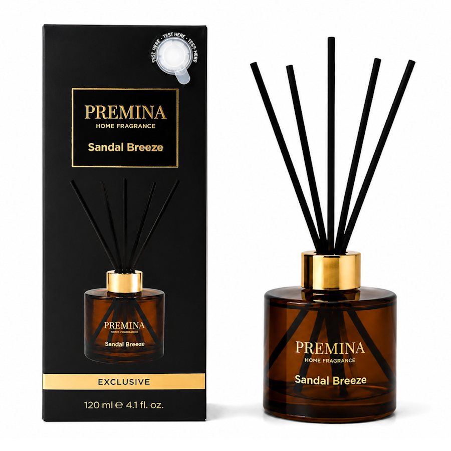 PREMINA Sandal Breeze namų kvapas su lazdelėmis, 120 ml