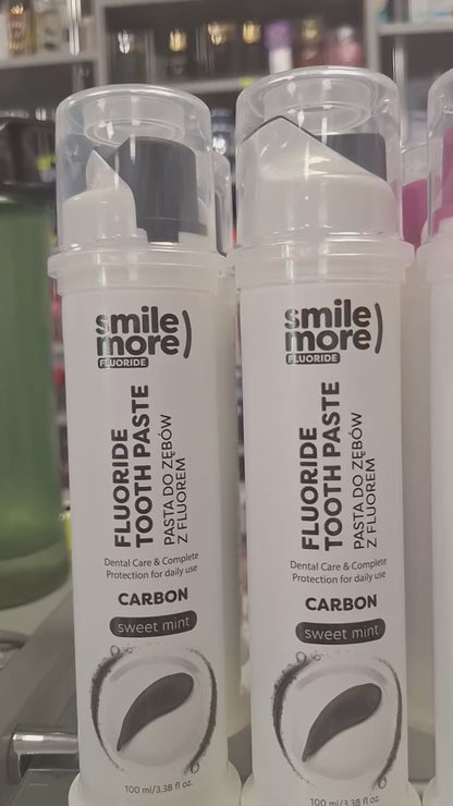 HISKIN Smile More stipriai balinanti mėtų skonio dantų pasta su dozatoriumi, 100 ml
