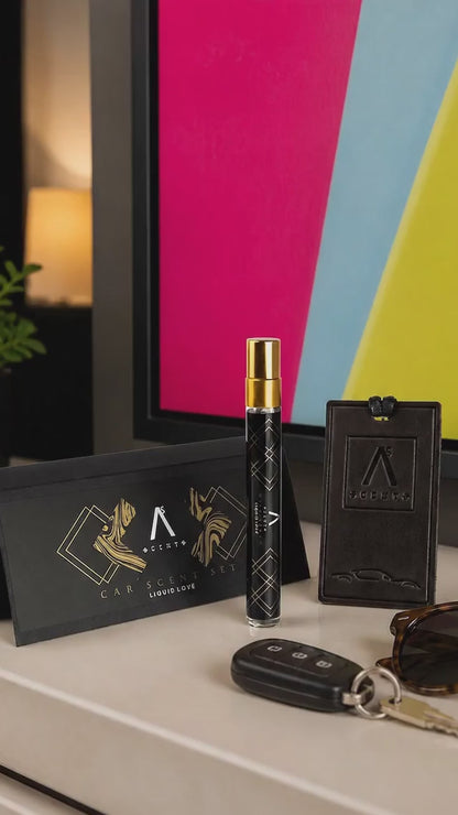ASScents kvapų rinkinys automobiliui Illusion. Natūralios odos kortelė+10 ml purškiklis