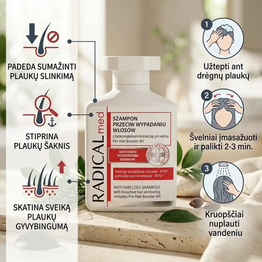 RADICAL MED šampūnas nuo plaukų slinkimo, 300 ml.-Plaukams-Damų Kampelis