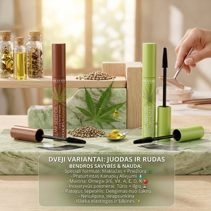 REVERS Blakstienų tušas su kanapių sėklų aliejumi(juodas/rudas), 12 ml-Veidui-Damų Kampelis