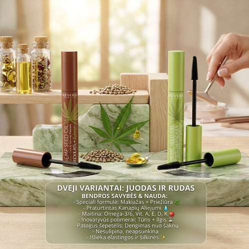 REVERS Blakstienų tušas su kanapių sėklų aliejumi(juodas/rudas), 12 ml-Veidui-Damų Kampelis