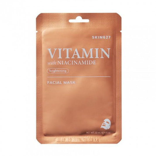 SKIN627 lakštinė veido kaukė skaistinamoji su vitaminais ir niacinamidu, 22 ml. - veidui - Damų Kampelis