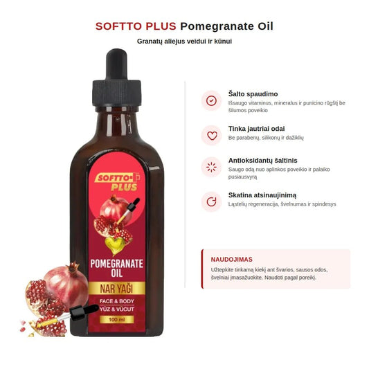SOFTTO PLUS Granatų aliejus veidui ir kūnui, 100 ml-Veidui ir kūnui-Damų Kampelis