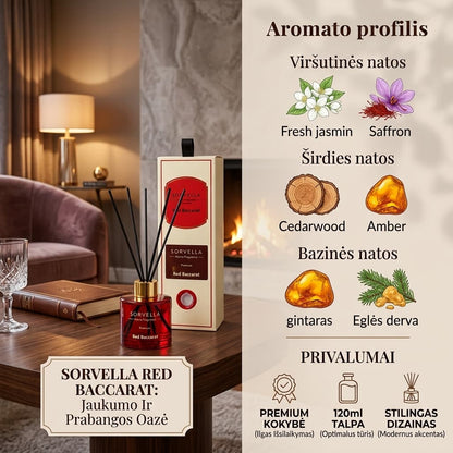 SORVELLA RED BACCARAT Premium namų kvapas 120 ml.-Kvapai-Damų Kampelis