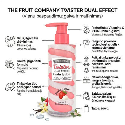 THE FRUIT COMPANY Twister Dual Effect kūno losjonas Strawberry Cream, 200 g-Kūnui-Damų Kampelis