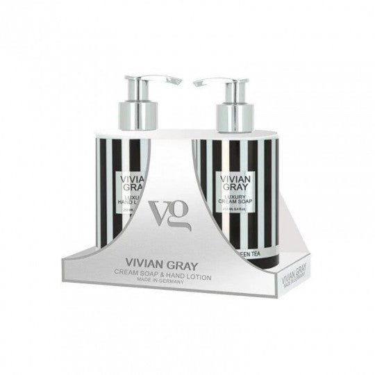 VIVIAN GRAY rinkinys kreminis muilas ir rankų losjonas Lemon & Green Tea, 2 x 250 ml-neaktyvinti-Damų Kampelis
