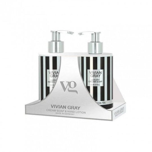 VIVIAN GRAY rinkinys kreminis muilas ir rankų losjonas Lemon & Green Tea, 2 x 250 ml-neaktyvinti-Damų Kampelis