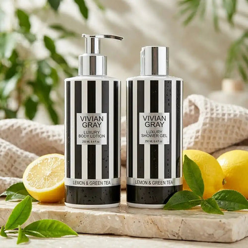 VIVIAN GRAY rinkinys dušo želė ir kūno losjonas Lemon & Green Tea, 2 x 250 ml-Kūnui-Damų Kampelis